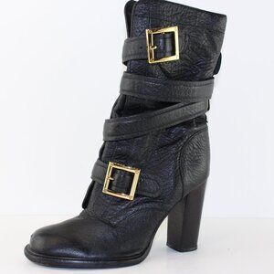 Tory Burch Jaden Buckle Leather Heeled Boots (US 6.5/EU 37)